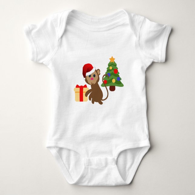 Body Para Bebé emoji de monos santa claus (Anverso)