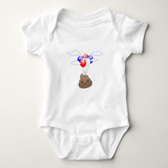 Body Para Bebé Emoji Poo Volando Con Globos (Anverso)