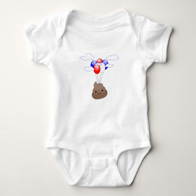 Body Para Bebé Emoji Poo Volando Con Globos (Anverso)