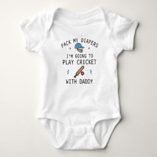 Body Para Bebé Empaca mis pañales, voy a jugar cricket con papá