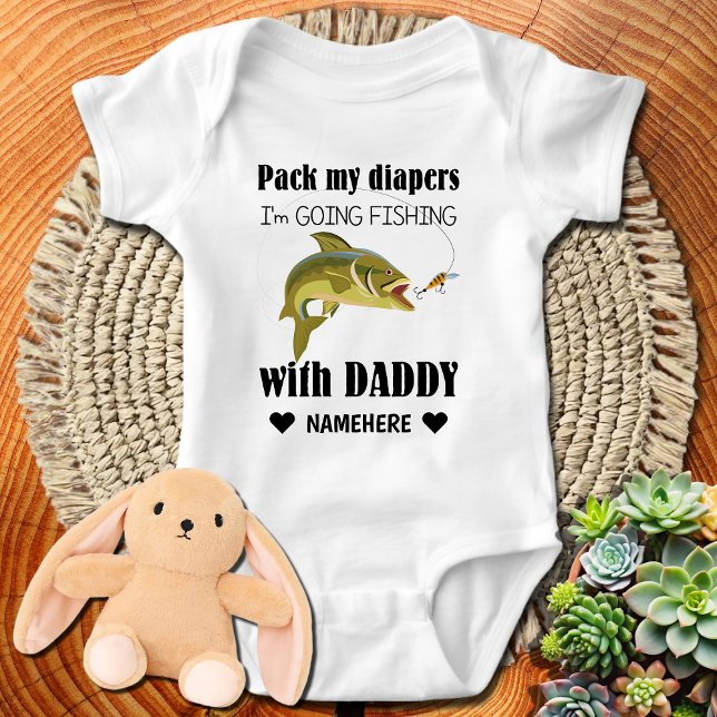 Body Para Bebé Empaqueta mis pañales, voy a pescar con papá (Subido por el creador)