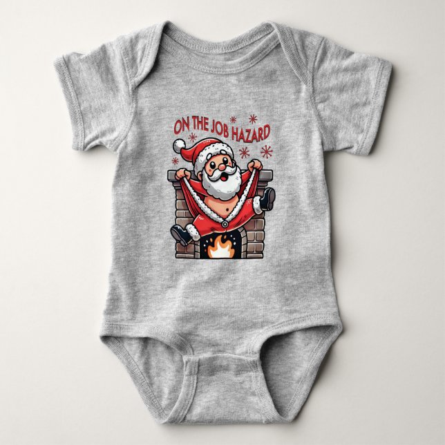 Body Para Bebé En el trabajo, el Papá Noel se incendia (Anverso)