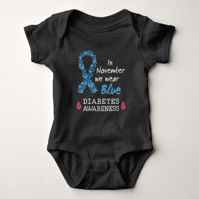 Body Para Bebé En noviembre usamos azul, conciencia sobre la diab (Anverso)