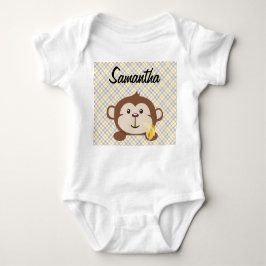 Body Para Bebé Enredadera infantil personalizada del mono, blanca
