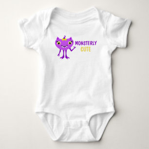 Body Para Bebé Enterito de bebé con adorable niña monstruo púrpur