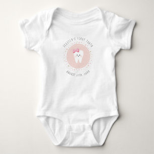 Body Para Bebé Equipo de hitos Chica de dientes personalizado.