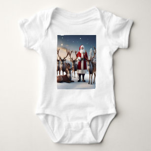 Body Para Bebé Equipo de Santa María: Papá Noel maneja a los reno