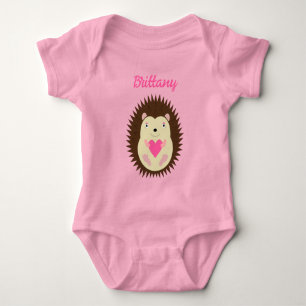 Body Para Bebé Erizo Bebé Niña Rosa Bonito Nombre Personalizado