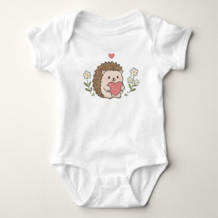 Body Para Bebé Erizo Kawaii Adorable Sosteniendo Flor de Margarit