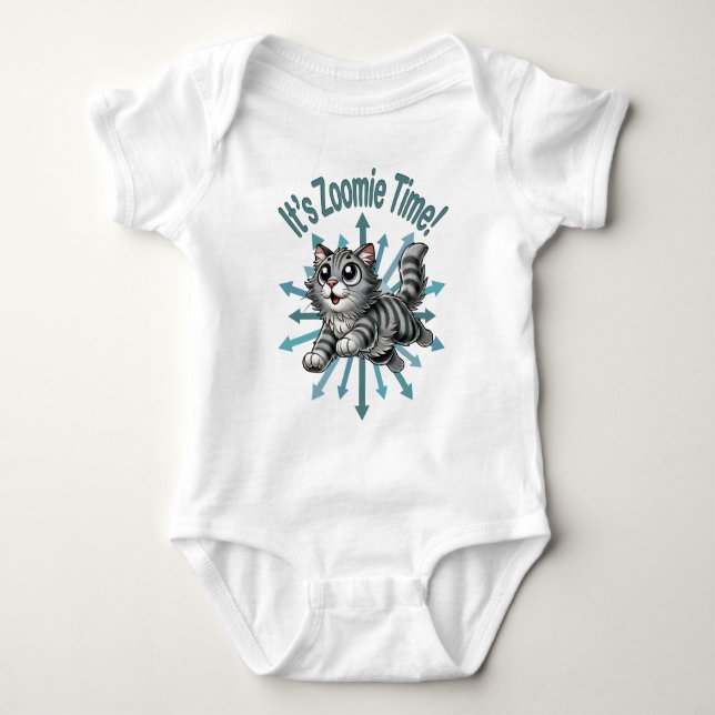 Body Para Bebé Es el gato de Zoomie Time Gray Tabby (Anverso)