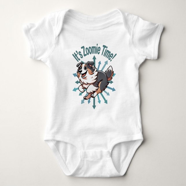 Body Para Bebé Es hora de Zoomie Australian Shepherd (Anverso)