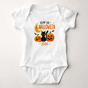 Body Para Bebé Es mi primer Halloween Calabaza Gato Negro