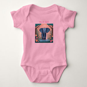 Body Para Bebé Es Un Chica Elefante Bebé Azul,