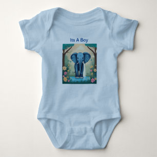 Body Para Bebé Es Un Niño Elefante De Bebé Azul,