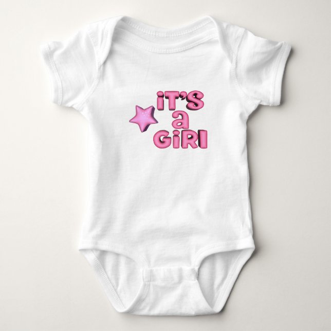Body Para Bebé Es una niña con estrella rosa 3D (Anverso)