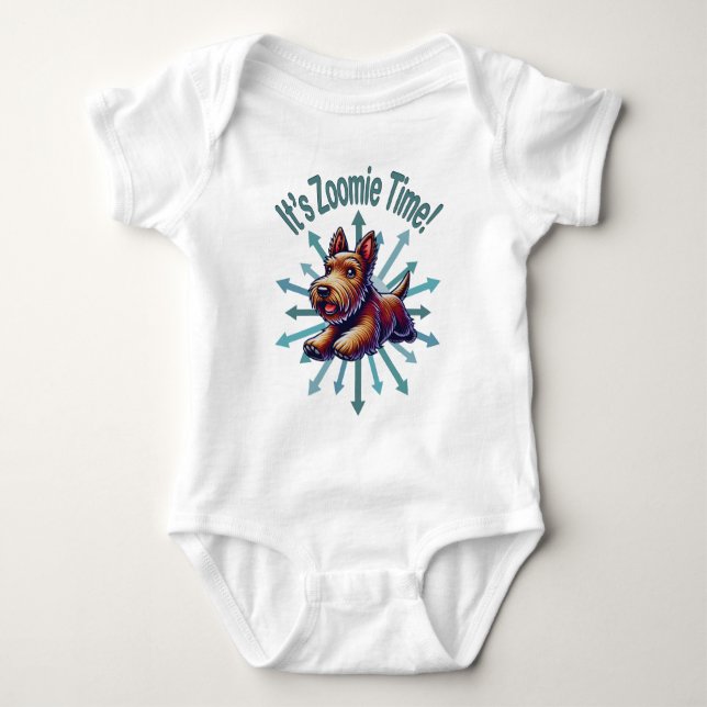 Body Para Bebé Es Zoomie Time Brown Scotty (Anverso)