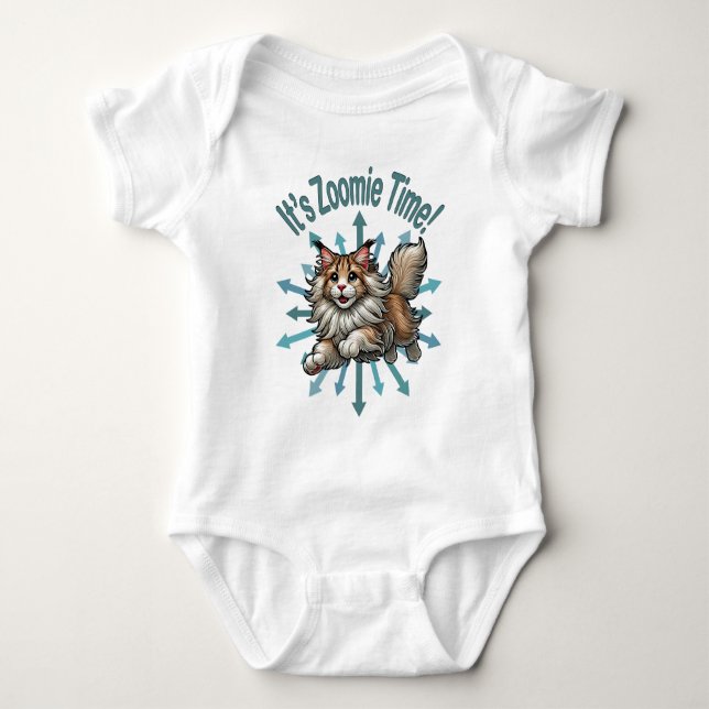 Body Para Bebé Es Zoomie Time Maine Coon Cat (Anverso)