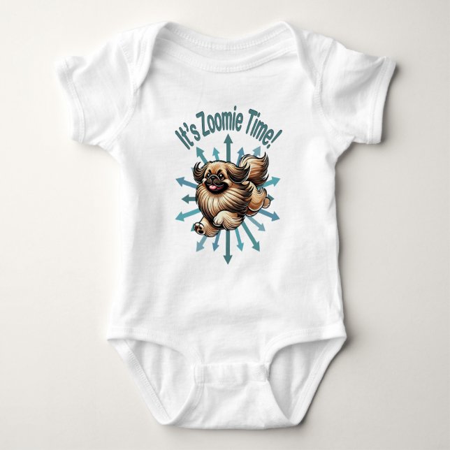 Body Para Bebé Es Zoomie Time Pekingese (Anverso)