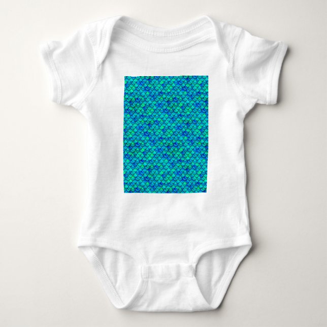 Body Para Bebé Escalas azules Aqua (Anverso)