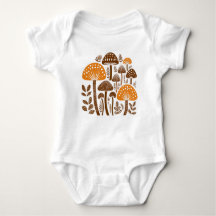 Escandinavia Folk Mushroom Art Baby Bodysuit