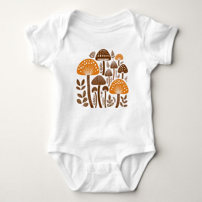 Body Para Bebé Escandinavia Folk Mushroom Art Baby Bodysuit (Anverso)