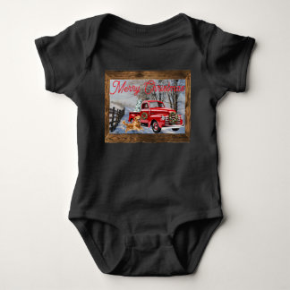 Body Para Bebé Escena de granja en vacaciones de primera Navidad 