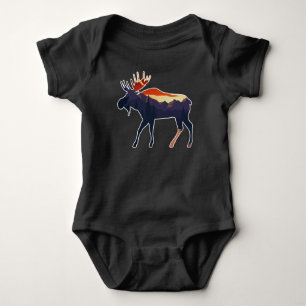 Body Para Bebé Escenario de silueta silvestre del bosque de Moose