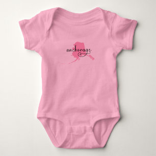 Body Para Bebé Escritura a mano Corazón Anchorage Alaska en rosa