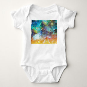 Body Para Bebé Espacio futurista, fondo nebuloso estrellado.