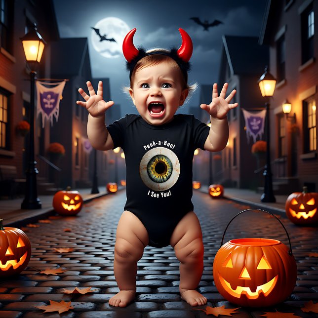 Body Para Bebé Espía de ojos con personalizable espeluznante con  (Creepy customizable Eye spy with my creepy eye Baby Bodysuit)