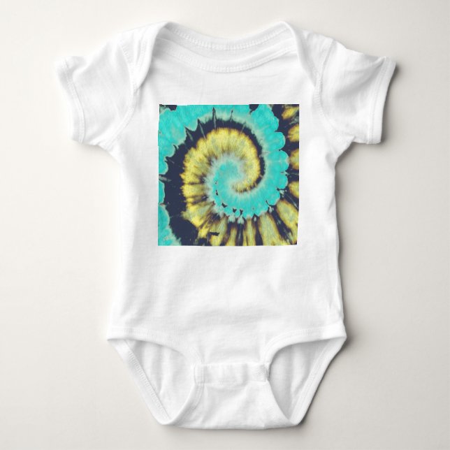 Body Para Bebé Espiral verde azulada: Textura Hippie Grunge. (Anverso)