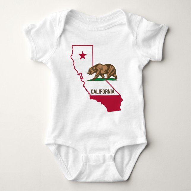 Body Para Bebé Estado de California Oso y Bandera (Anverso)