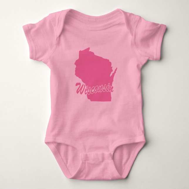 Body Para Bebé Estado rosado Wisconsin (Anverso)