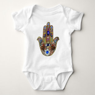 Body Para Bebé Estampa artística de Hamsa Judaica Corazones Flore
