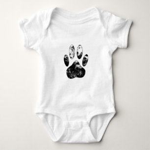 Body Para Bebé Estampa de pata de perro Grunge negro y blanco