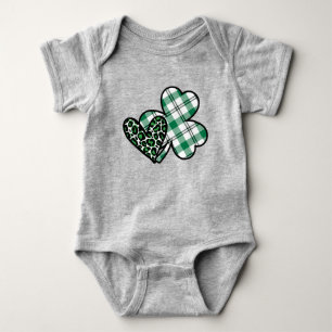Body Para Bebé Estampado de leopardo verde amor trébol de cuatro 