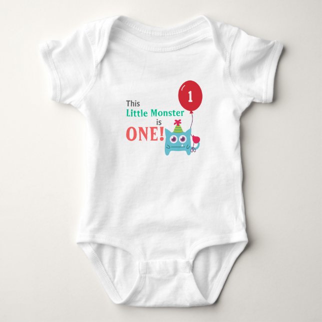 Body Para Bebé Este pequeño monstruo tiene uno, Primer Cumpleaños (Anverso)