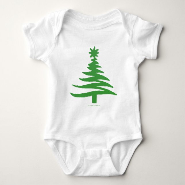 Body Para Bebé Esténcil de árbol de Navidad moderno Imprimir verd (Anverso)