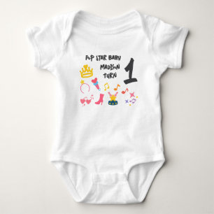 Body Para Bebé Estilo Crayon Editable - Estrella pop Diva Cumplea