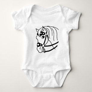 Body Para Bebé Estilo retro de cabeza mínima de caballo Arte anim