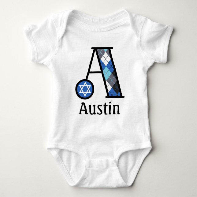 Body Para Bebé Estrella de David Hanukkah Bodysuit monograma A (Anverso)
