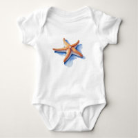Estrella de mar y silueta azul