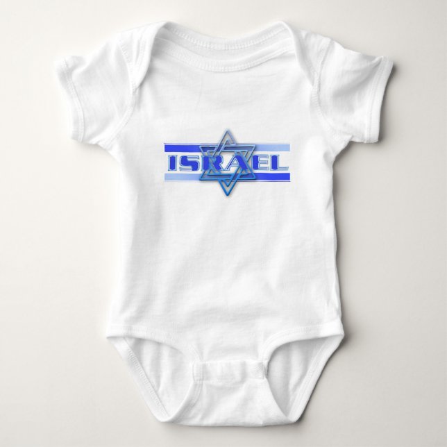 Body Para Bebé Estrella judía de David Israel Azul y Blanco (Anverso)