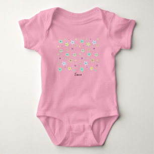 Body Para Bebé Estrellas cortas con rostros en tonos pastel