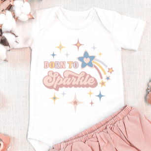 Body Para Bebé Estrellas Retro Nacidas Para Brillar Color Editabl