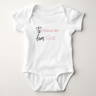 Body Para Bebé Etiqueta de regalo Mamá Papá Dios Chica Rosa