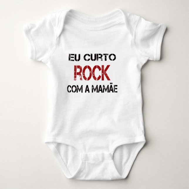 Body Para Bebé Eu Curto Rock com a mamãe (Anverso)