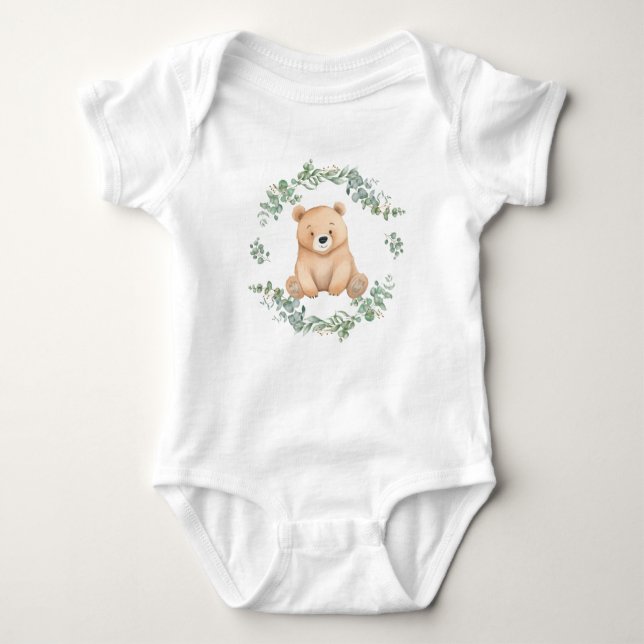 Body Para Bebé Eucalyptus Watercolor Baby Bear (Anverso)