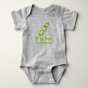 Body Para Bebé F es para FAVA BEANS Green Veggie Alphabet F