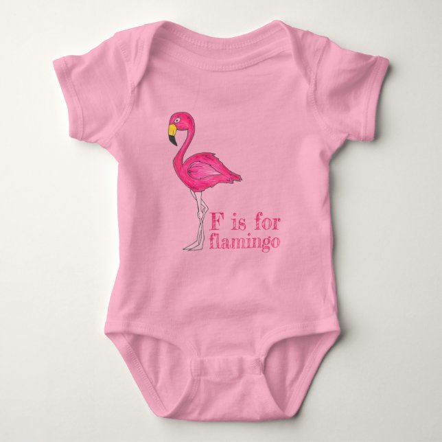 Body Para Bebé F es para Flamingo Pink Flamingoes Tropical Bird (Anverso)